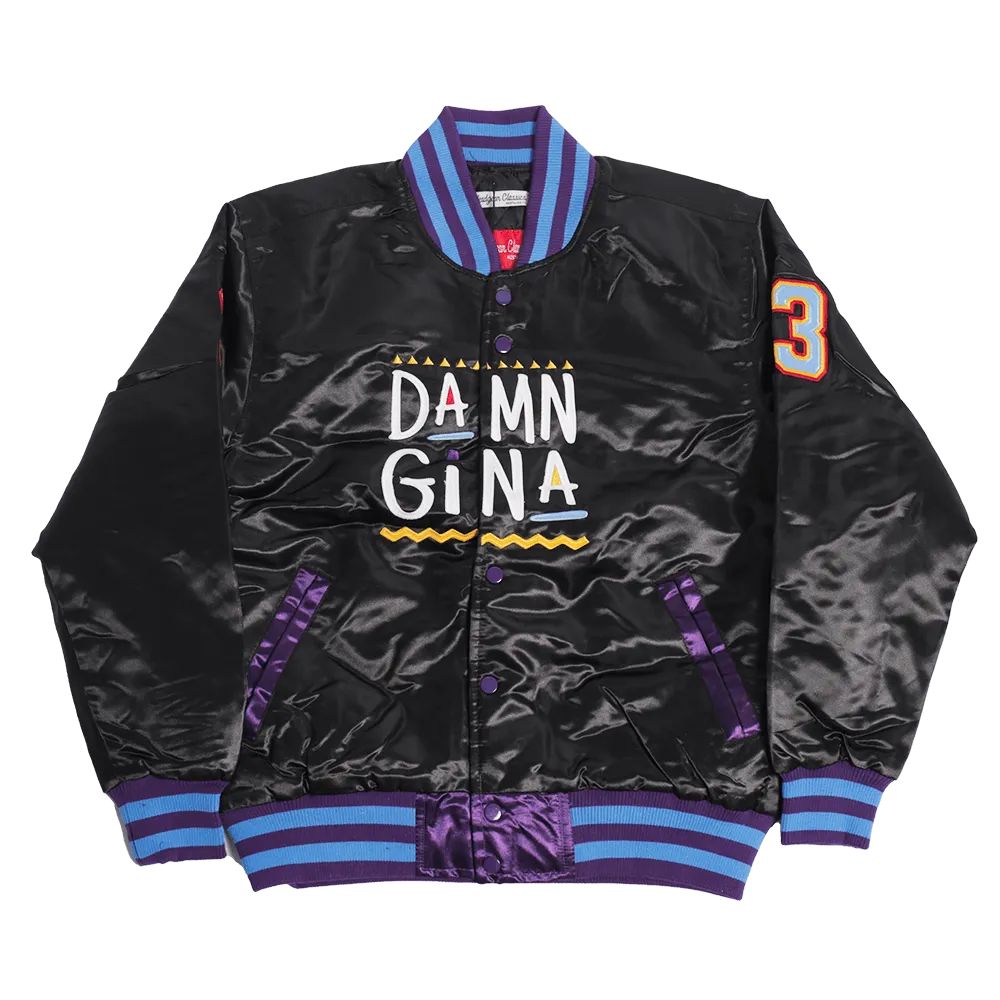 DAMN GINA MARTIN SATIN JACKET BLACK/PURPLE