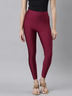 Dark Rose Nylon Stretch Shimmer Leggings