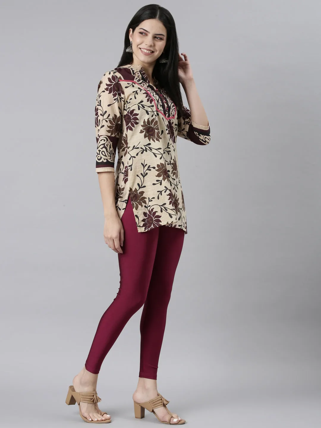 Dark Rose Nylon Stretch Shimmer Leggings