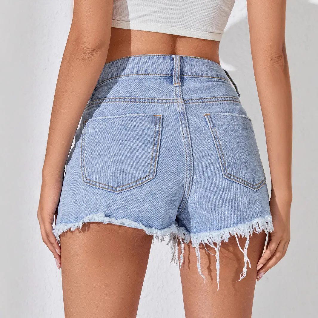 Denim Shorts Sexy Street Chain Three-Quarter Shorts