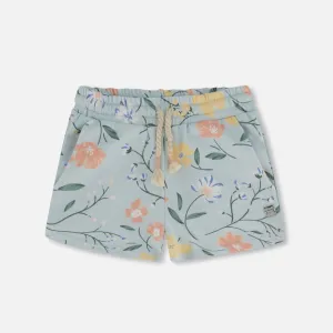 Deux Par Deux Terry Short - Baby Blue Flowers