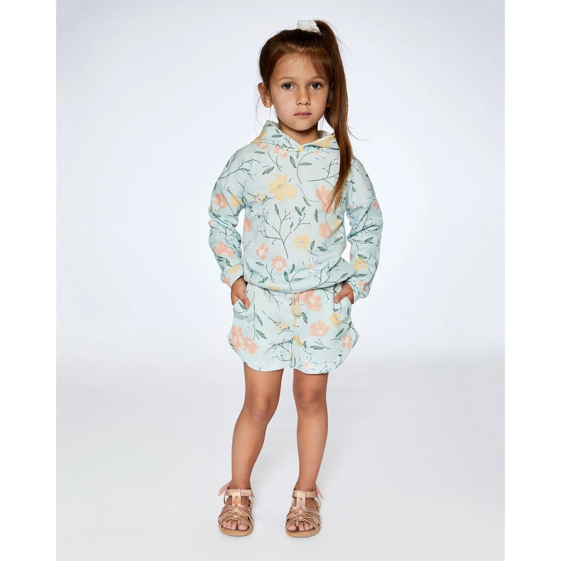 Deux Par Deux Terry Short - Baby Blue Flowers
