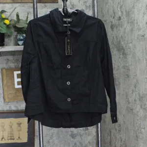 DG2 by Diane Gilman Womens Button Up Long Sleeve Shirt Jacket Black L