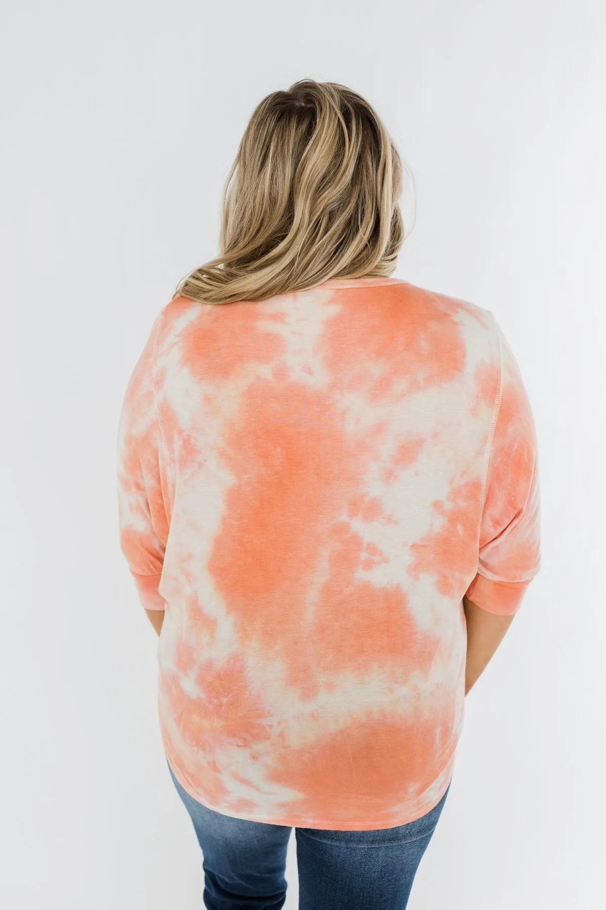 Dolman Sleeve Tie Dye Top- Peach