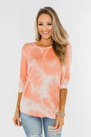 Dolman Sleeve Tie Dye Top- Peach