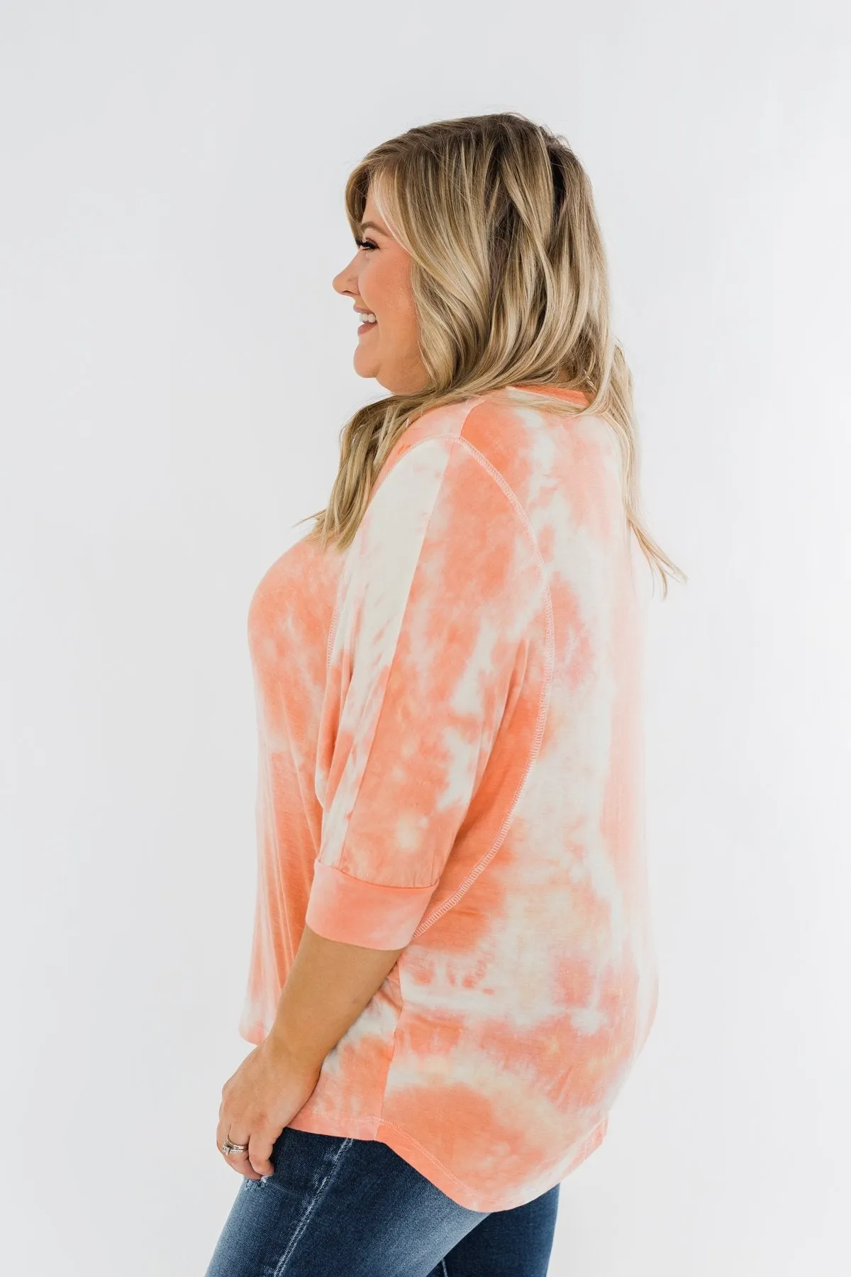 Dolman Sleeve Tie Dye Top- Peach