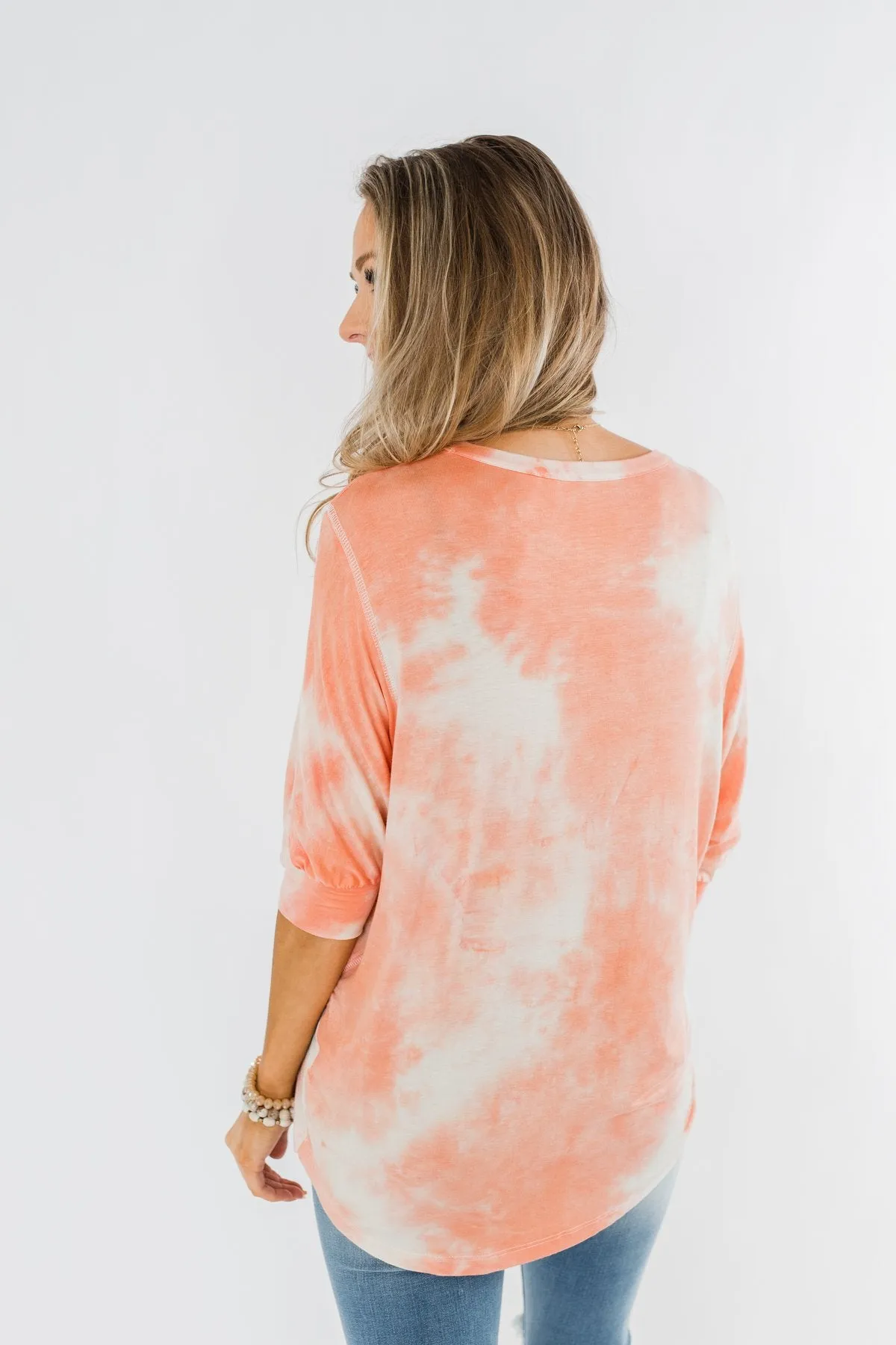 Dolman Sleeve Tie Dye Top- Peach