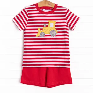 Dozin' Days Applique Short Set, Red Stripe
