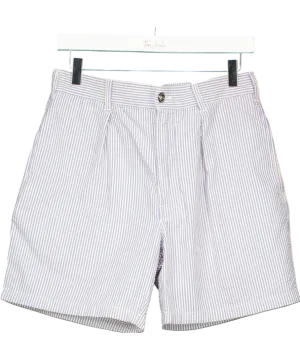 Drakes Blue Cotton Striped Shorts W32