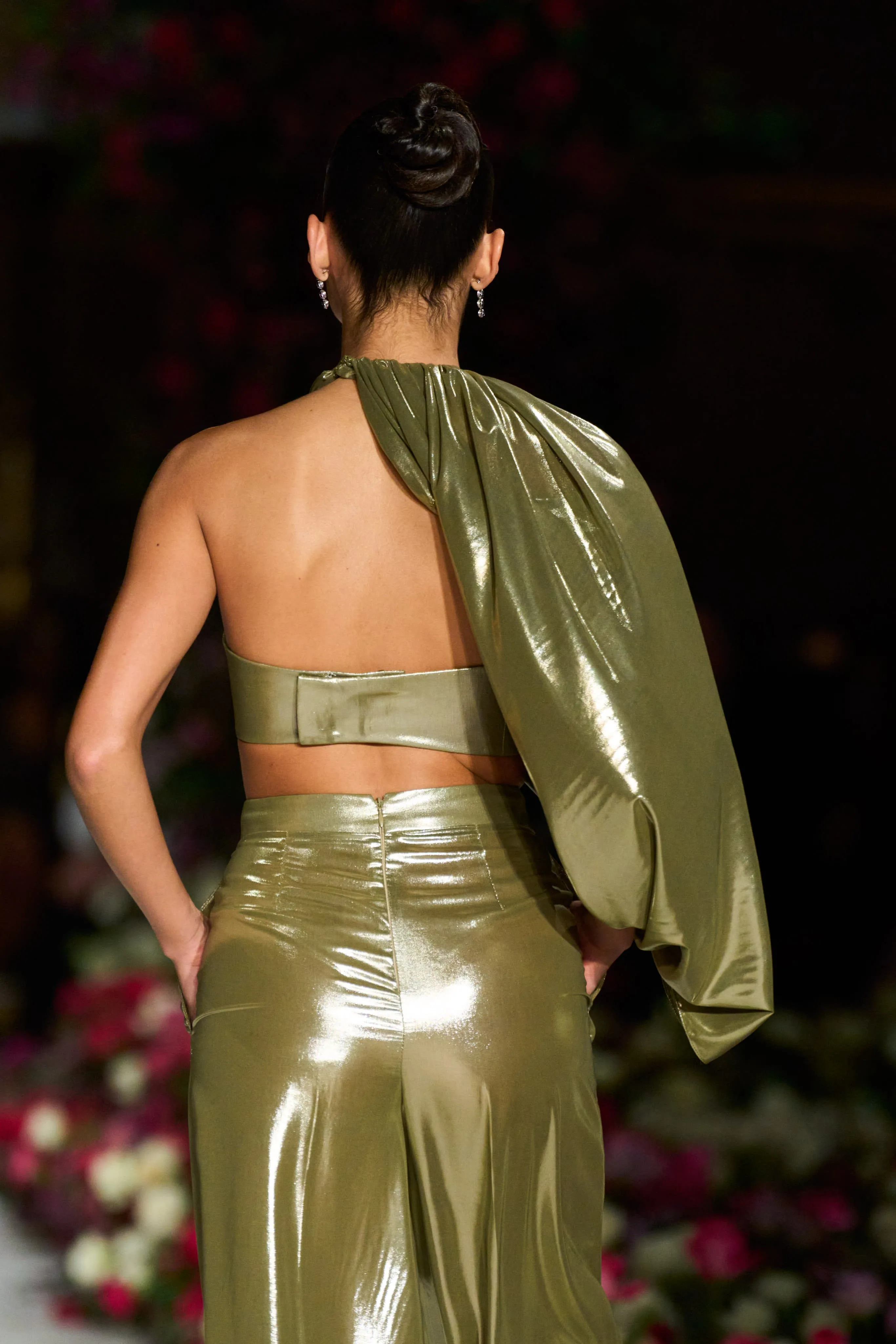 Draped Lamé Crop Top