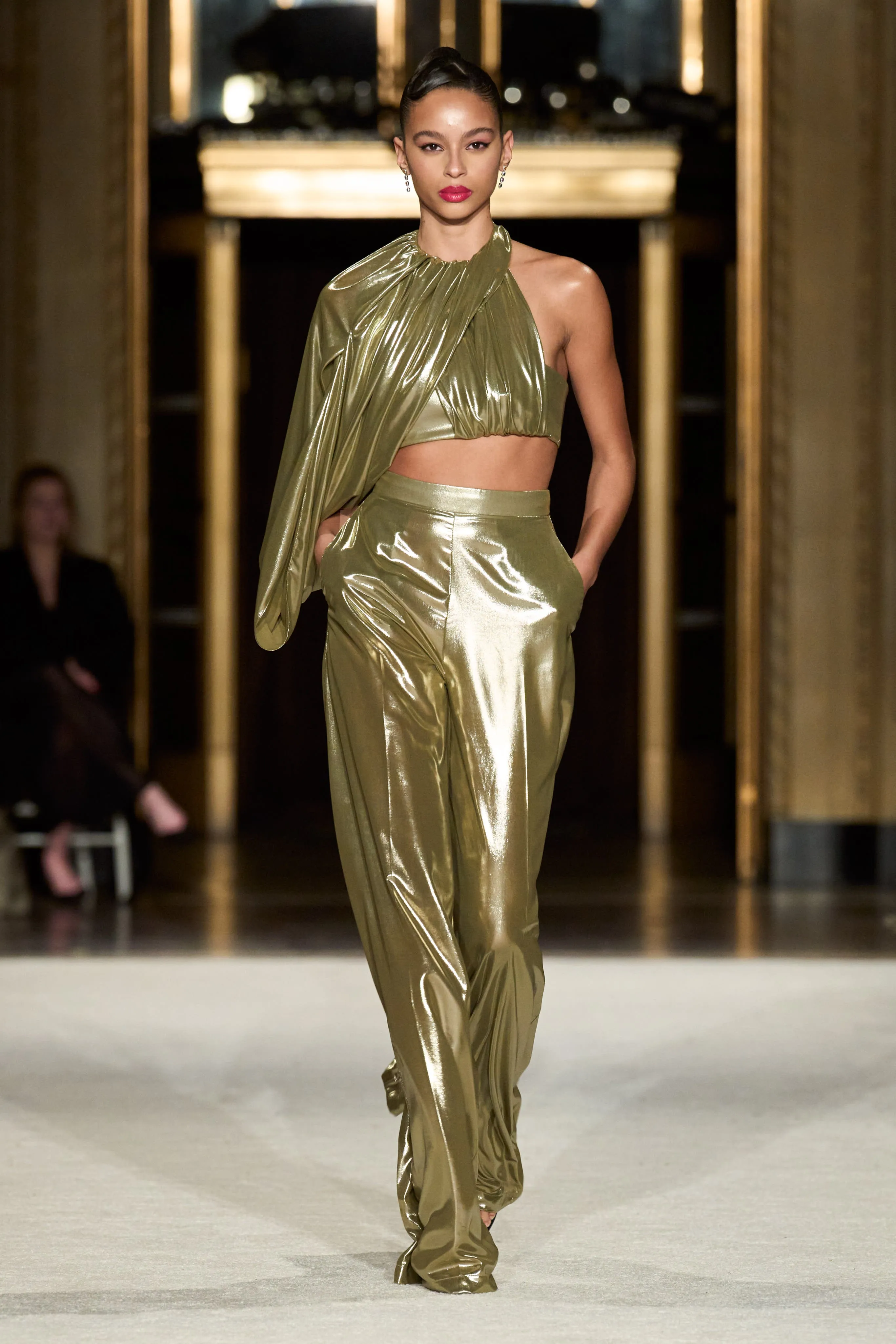 Draped Lamé Crop Top