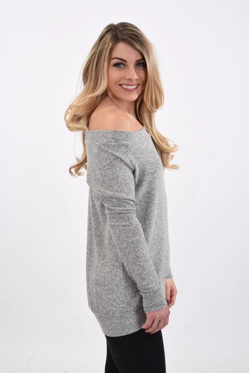 Drop Shoulder Top ~ Grey