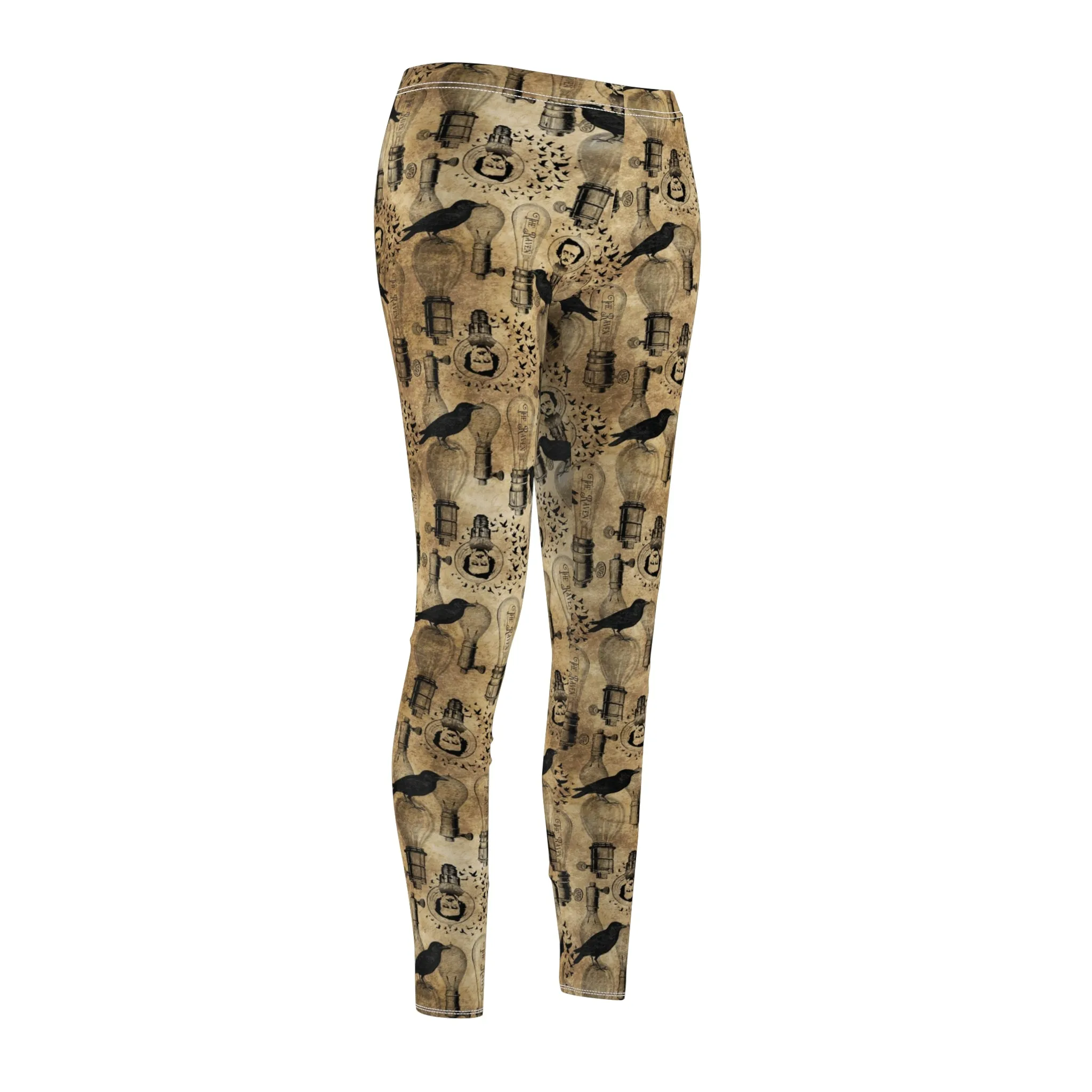 Edgar Allen Poe Raven Halloween Womens Leggings Stretch Yoga Pants - Saiko Studio