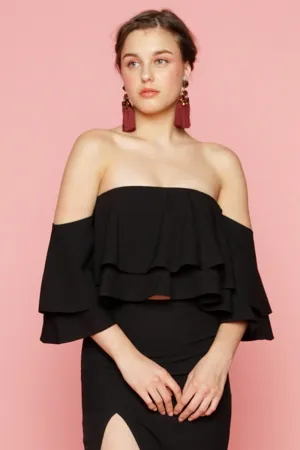 EMILIA  Layered Off Shoulder Top (Black)