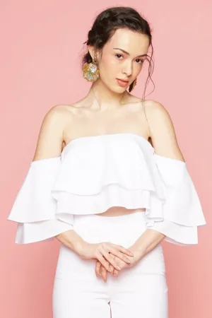 EMILIA  Layered Off Shoulder Top (White)