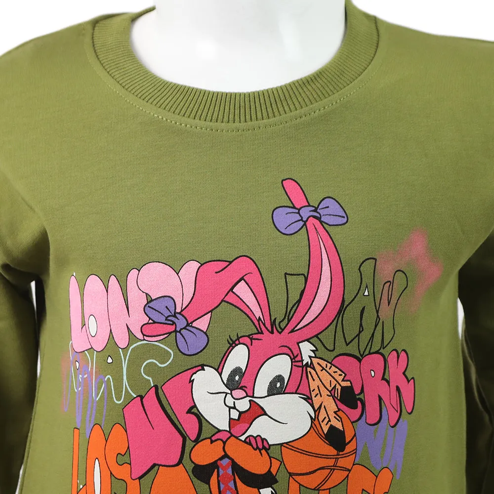 Eminent Girls Full Sleeves Sweatshirt - Green