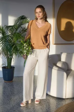 Exposed Seam V-Neck Sweater