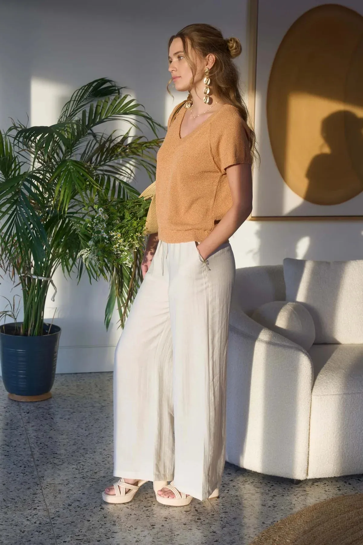 Exposed Seam V-Neck Sweater