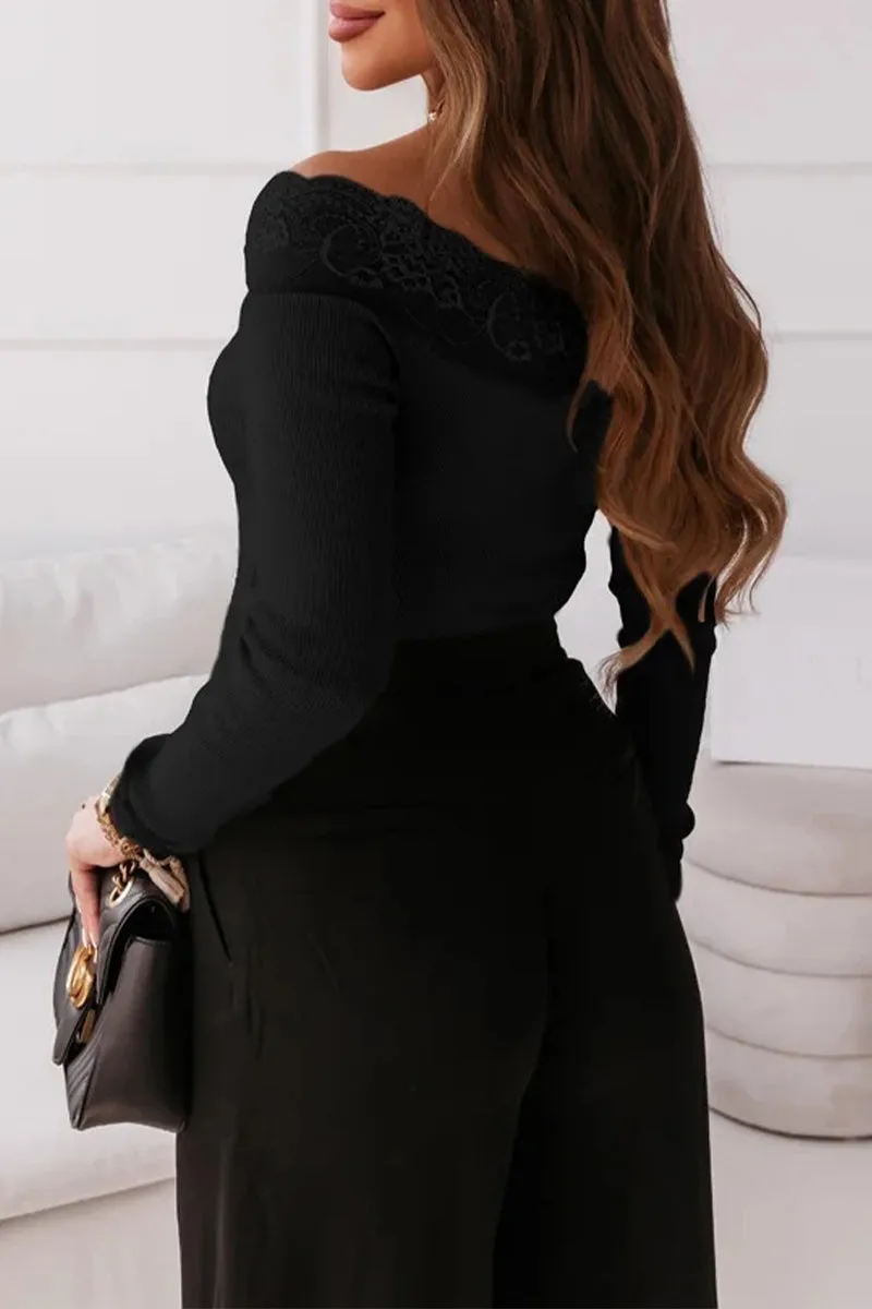 Fashion Sexy Solid Lace Off the Shoulder Tops(5 Colors)
