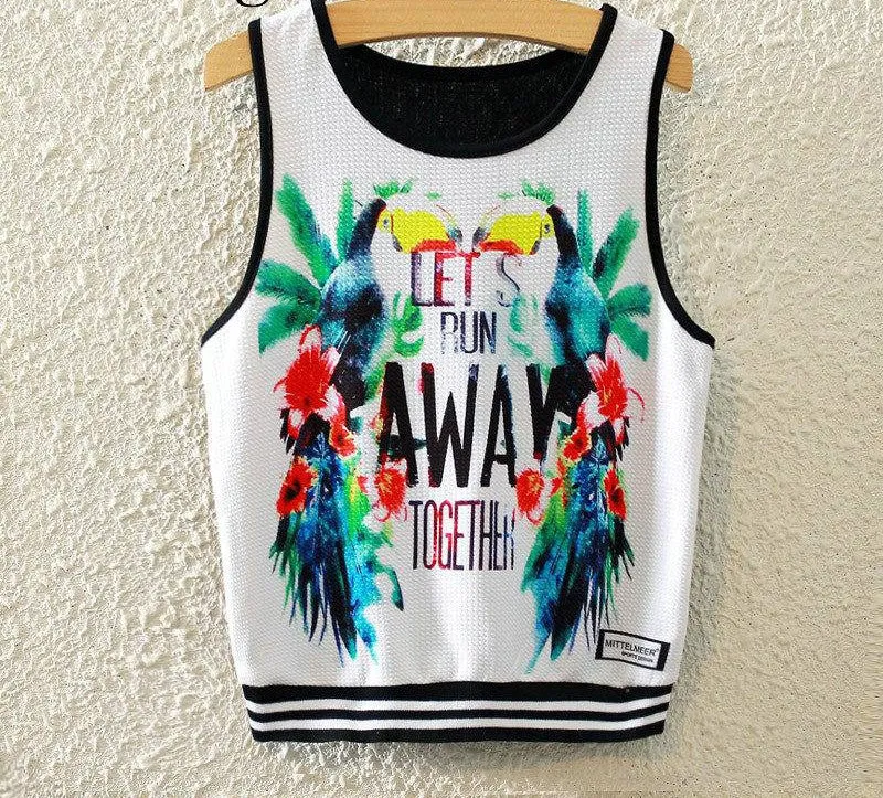 Fashion Women Sleeveless Sky Print Crop Top Cropped Tops Casual Top Fitness Women Vest Tank Tops