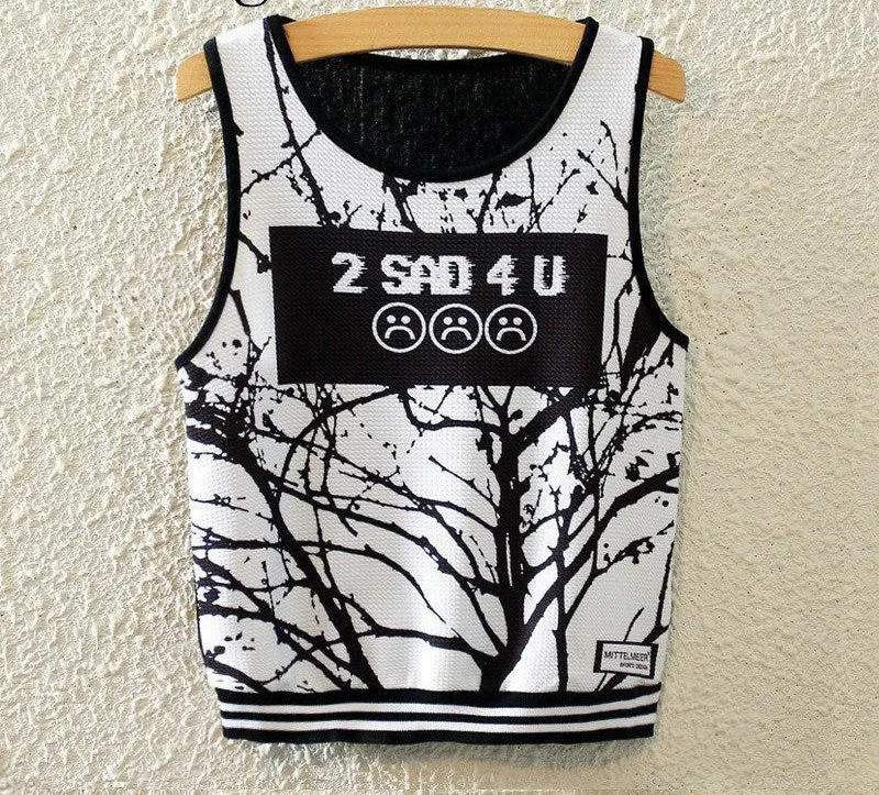 Fashion Women Sleeveless Sky Print Crop Top Cropped Tops Casual Top Fitness Women Vest Tank Tops