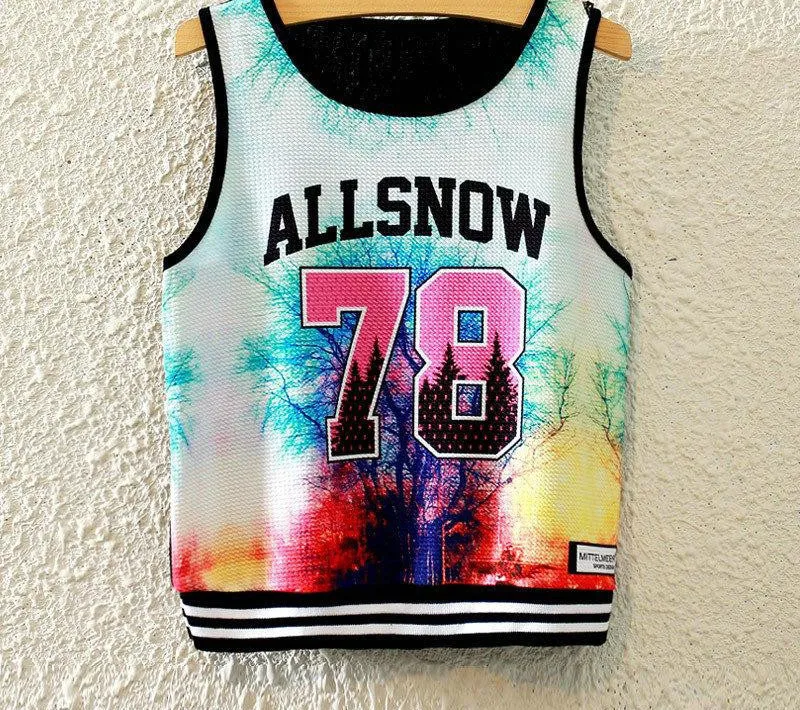 Fashion Women Sleeveless Sky Print Crop Top Cropped Tops Casual Top Fitness Women Vest Tank Tops