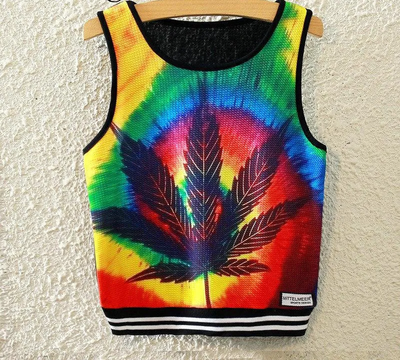 Fashion Women Sleeveless Sky Print Crop Top Cropped Tops Casual Top Fitness Women Vest Tank Tops