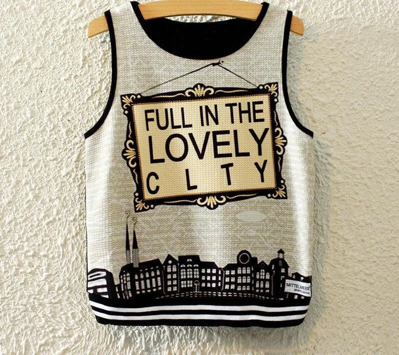 Fashion Women Sleeveless Sky Print Crop Top Cropped Tops Casual Top Fitness Women Vest Tank Tops