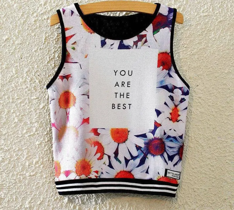 Fashion Women Sleeveless Sky Print Crop Top Cropped Tops Casual Top Fitness Women Vest Tank Tops