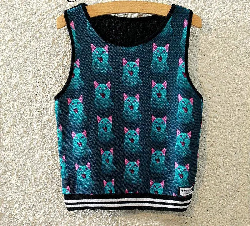 Fashion Women Sleeveless Sky Print Crop Top Cropped Tops Casual Top Fitness Women Vest Tank Tops