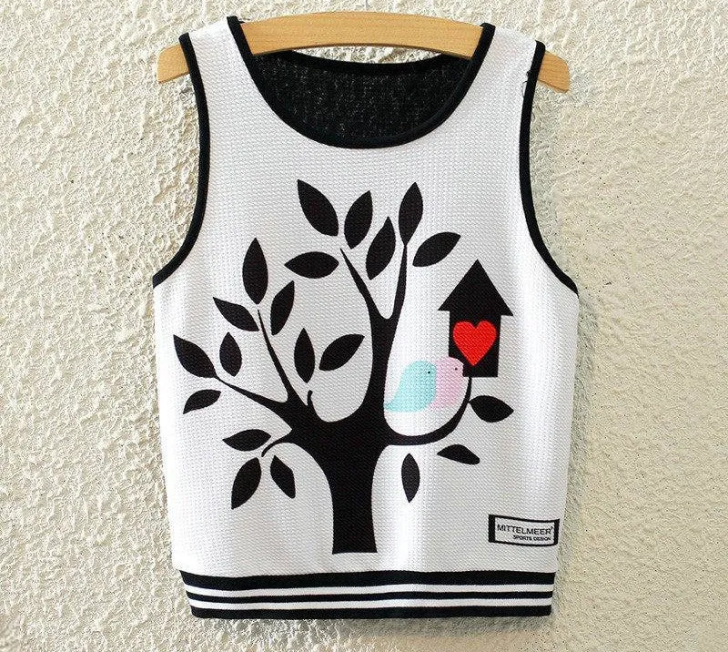 Fashion Women Sleeveless Sky Print Crop Top Cropped Tops Casual Top Fitness Women Vest Tank Tops