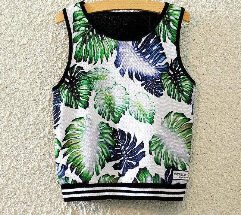 Fashion Women Sleeveless Sky Print Crop Top Cropped Tops Casual Top Fitness Women Vest Tank Tops