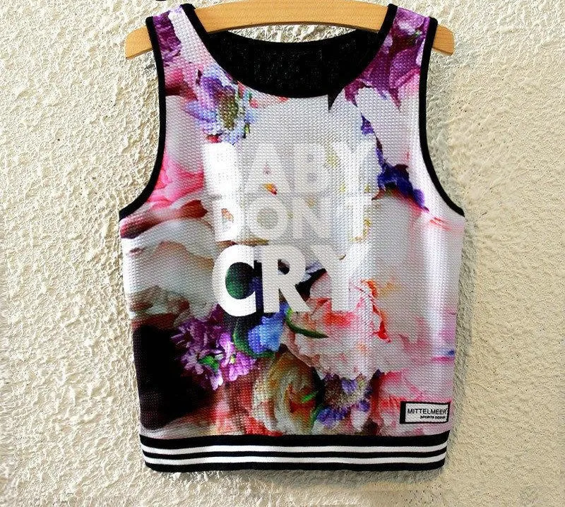 Fashion Women Sleeveless Sky Print Crop Top Cropped Tops Casual Top Fitness Women Vest Tank Tops