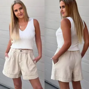 Feature Denim Shorts Cream