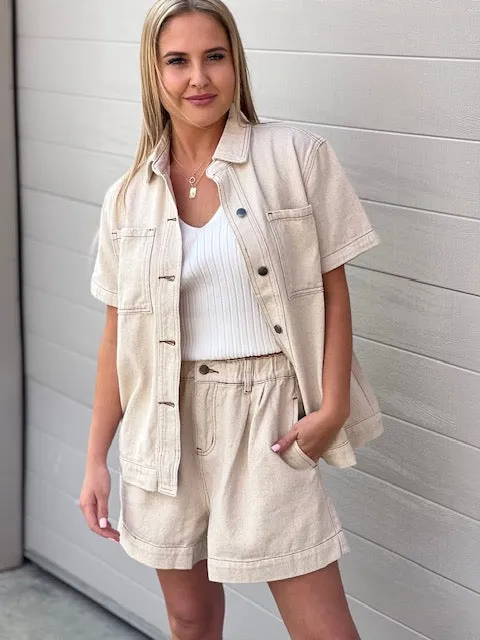 Feature Denim Shorts Cream