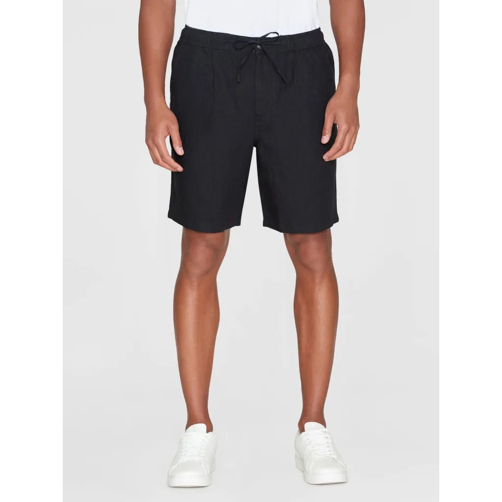 fig loose linen shorts in black