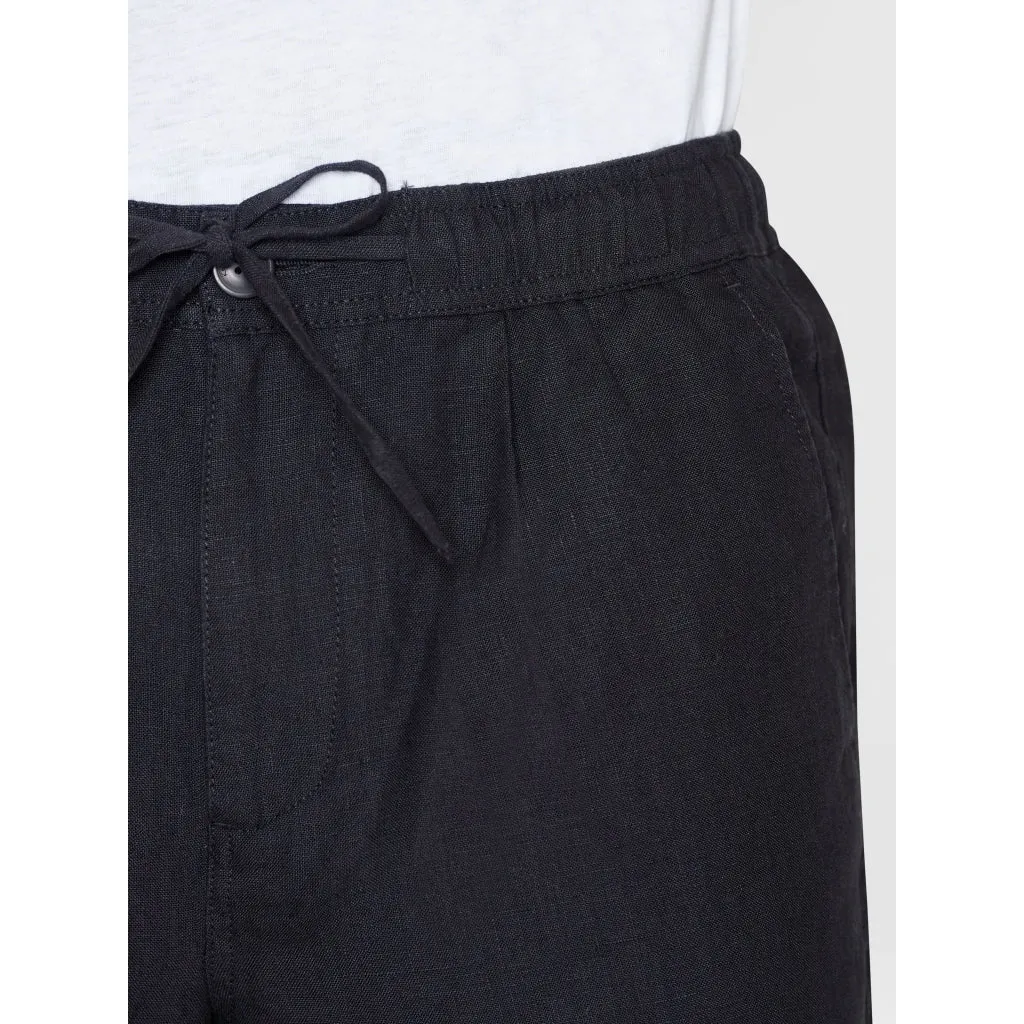 fig loose linen shorts in black