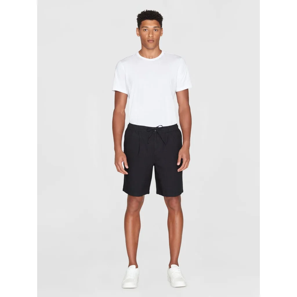 fig loose linen shorts in black