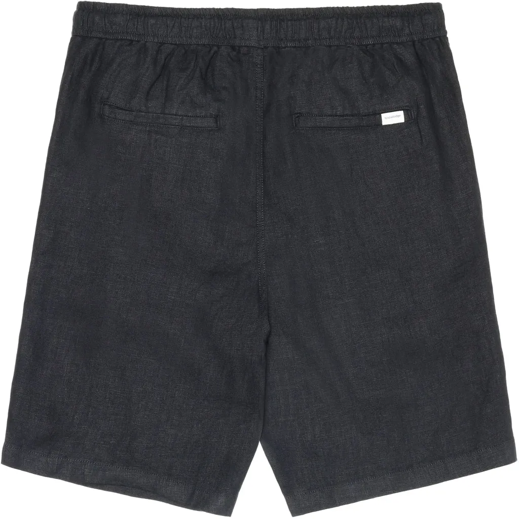 fig loose linen shorts in black