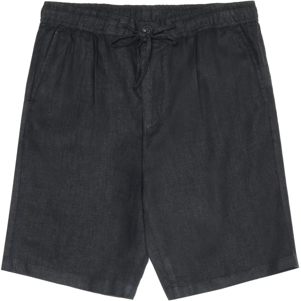 fig loose linen shorts in black