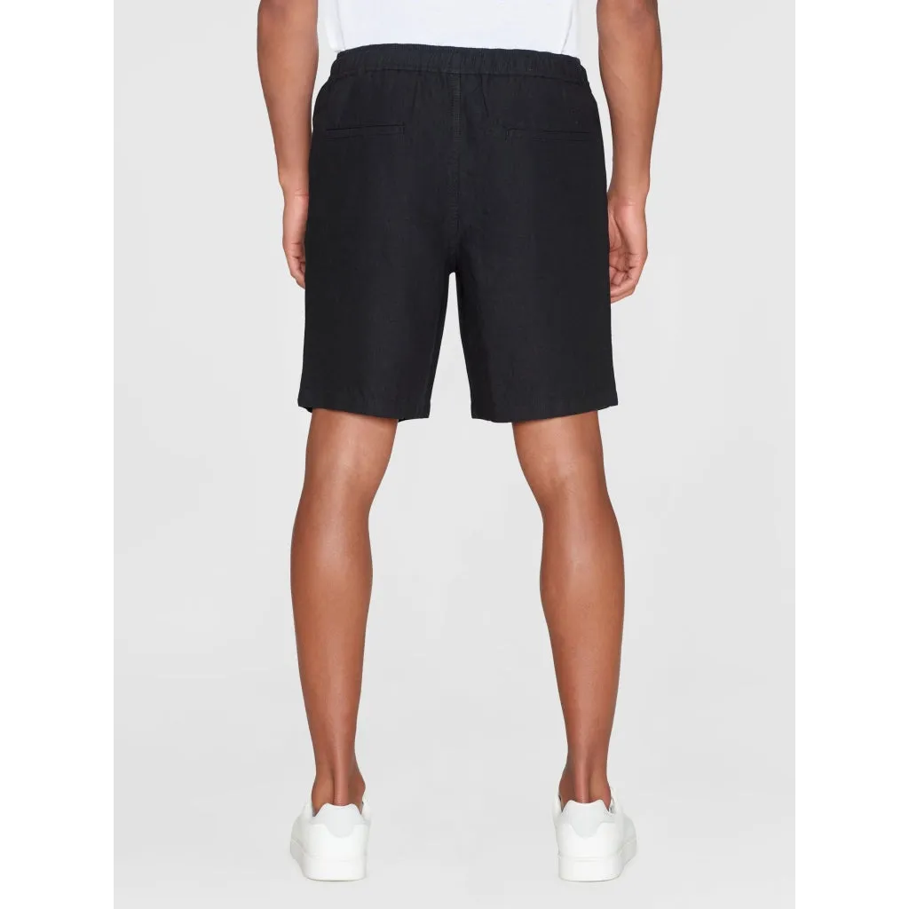 fig loose linen shorts in black