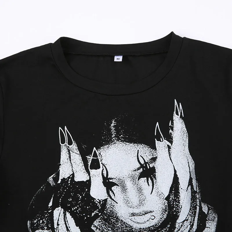 Figure Printed Black Crop Top