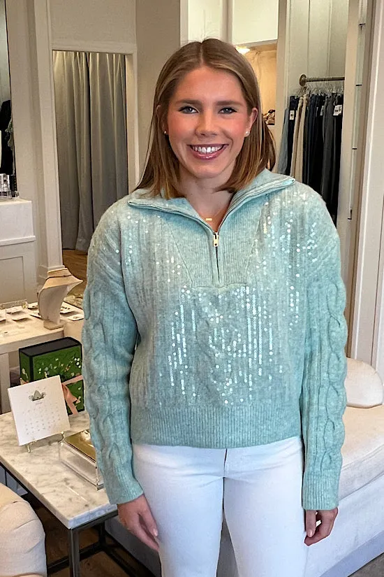 FINAL SALE: MB Mint Sequin Pullover