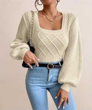 Fjara | Damen Pullover mit quadratischem Kragen