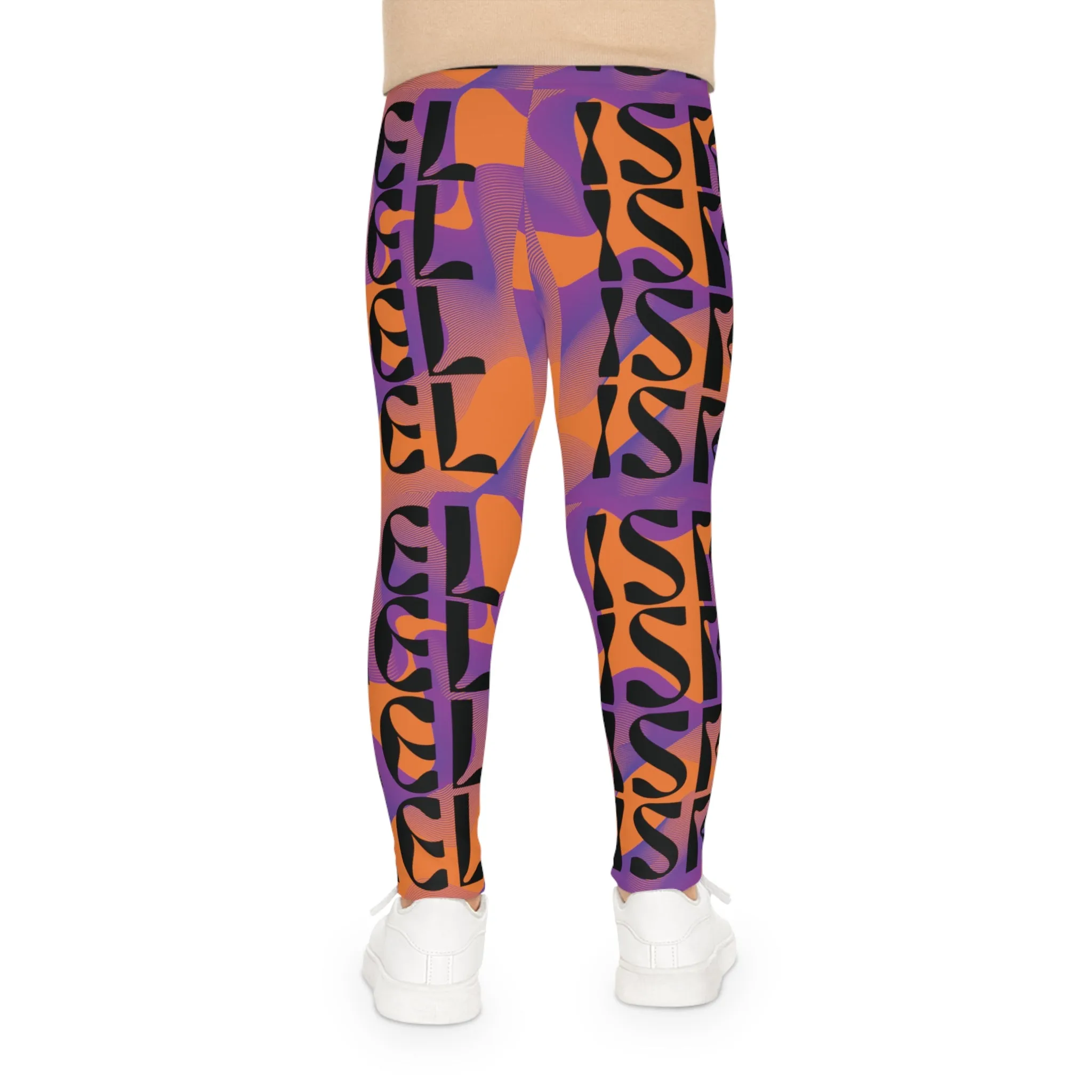 Flow & Squiggle Israel Purple on Orange Kids Leggings