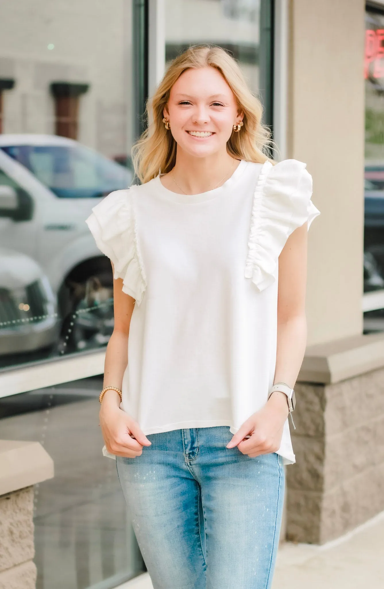 Flutter for You Top in Off White