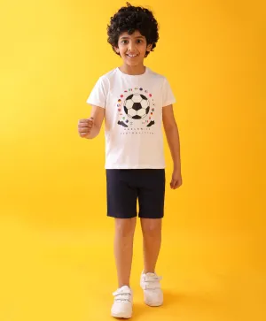 FOOTBALL DENIM BOYS SHORTS SET - WHITE/DENIM