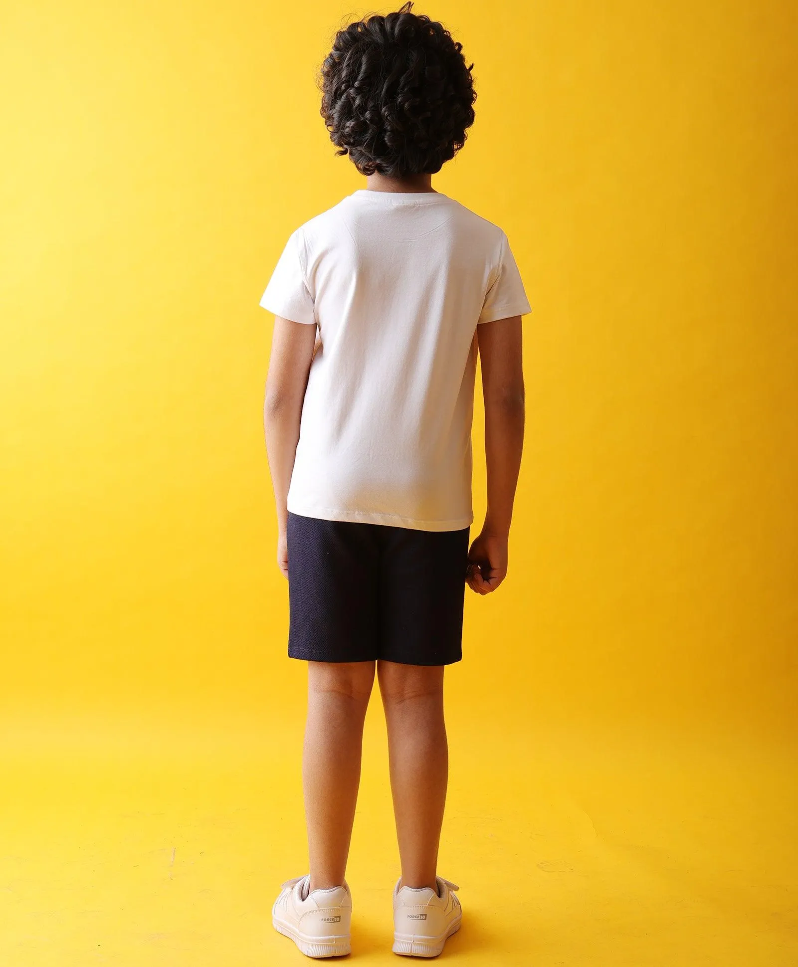 FOOTBALL DENIM BOYS SHORTS SET - WHITE/DENIM