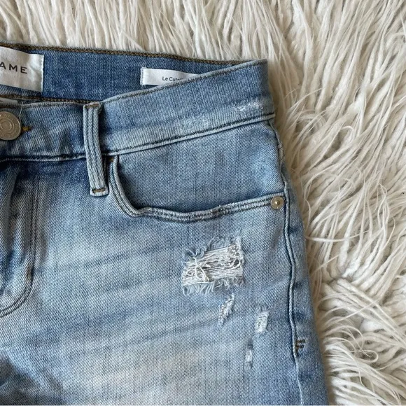 FRAME Denim Le Cut Off Alemany Grind Blue Distressed Shorts W7183 EUC Size 26