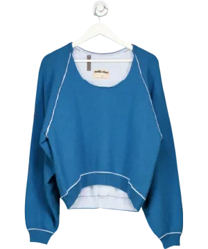 Free People Blue Oversize Pullover Sweatshirt UK XS